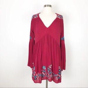 Free People | Red Ti Amo Floral Embroidered Dress
